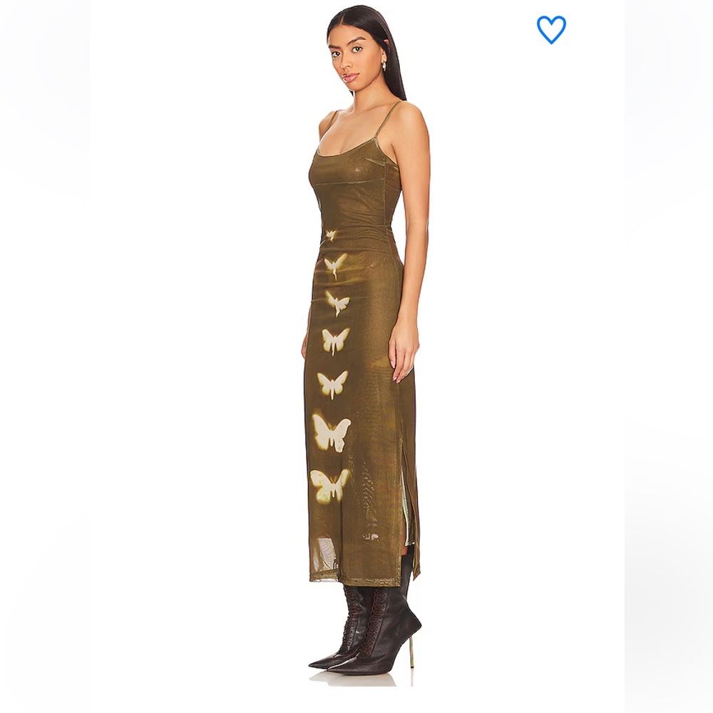 Superdown Jocelyn Butterfly Maxi Dress Brown Olive Butterfly Dress Small - Picture 3 of 15